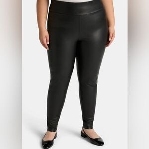 Black Faux Leather Pants-light Cheetah Print